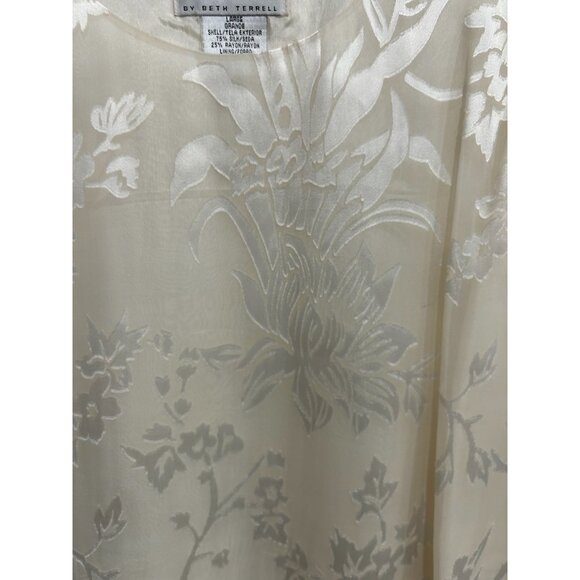 Silk Lore by Beth Terrell Floral Tank Top Cream Sz Large Scoop Neck Intimate - Picture 4 of 9